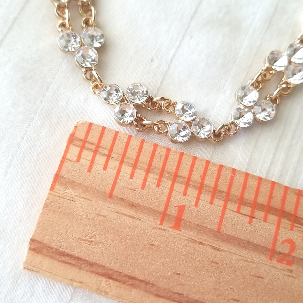 Gold Rhinestone Choker Necklace - Picture 4 of 4